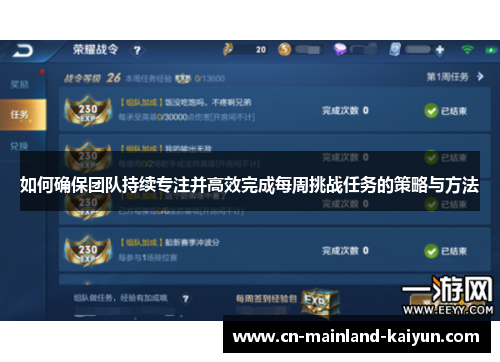 如何确保团队持续专注并高效完成每周挑战任务的策略与方法